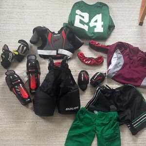 Bauer Hockey Gear Set with Green and Red Accents